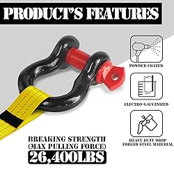 Jamiikury 2 Pcs Shackles 1/2" D Ring Shackle 12 Ton