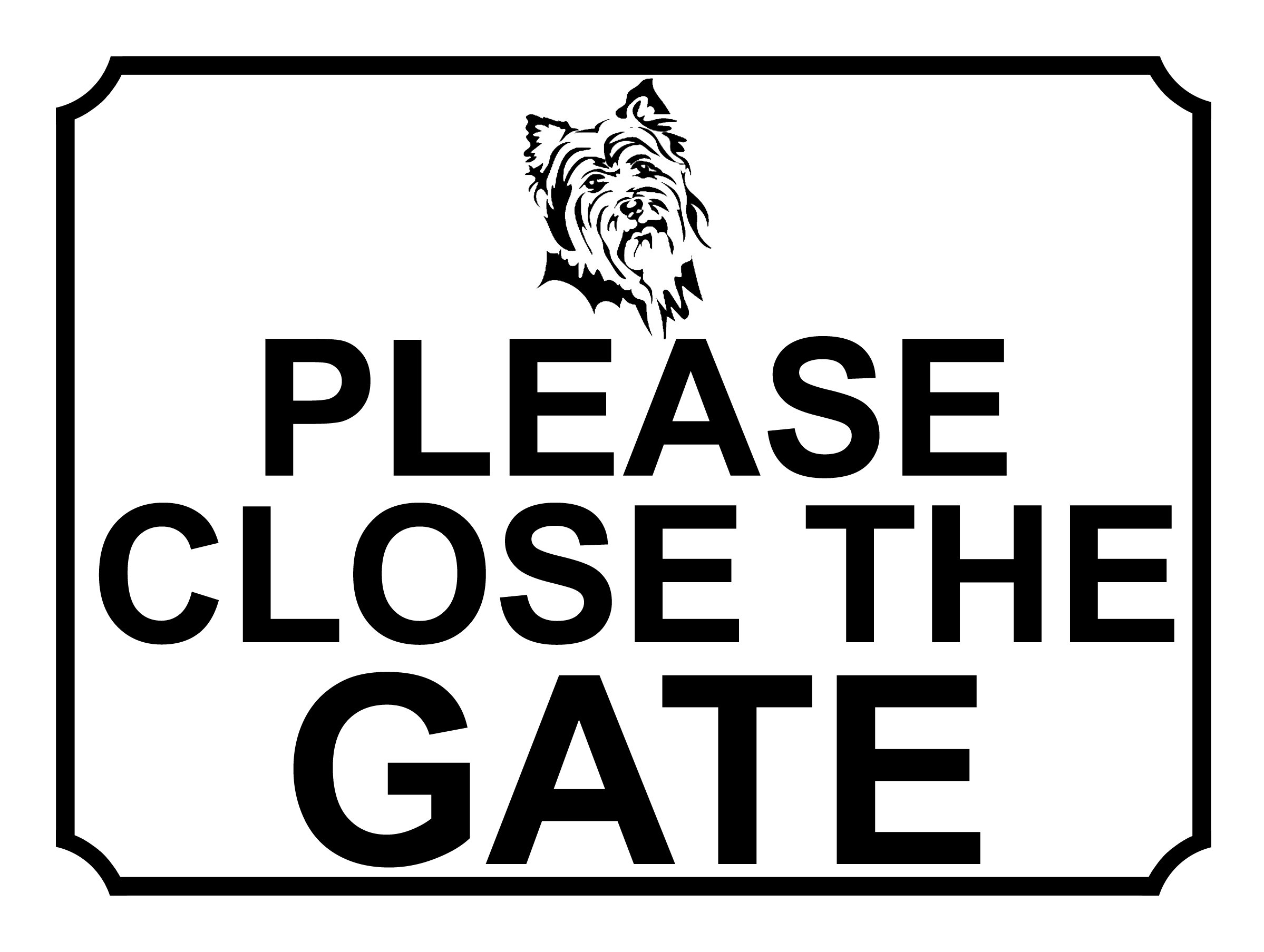 SHAWPRINT PLEASE CLOSE THE GATE DOG THEME METAL SIGN 200MM X 150MM (474H1)