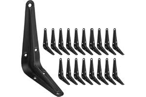 Jorohiker 20 Pack 4 x 3 Inch Heavy Duty Black Metal Floating Shelves Brackets, L Bracket Corner Brace Support, Wall Mount, 60 lbs Capacity Each