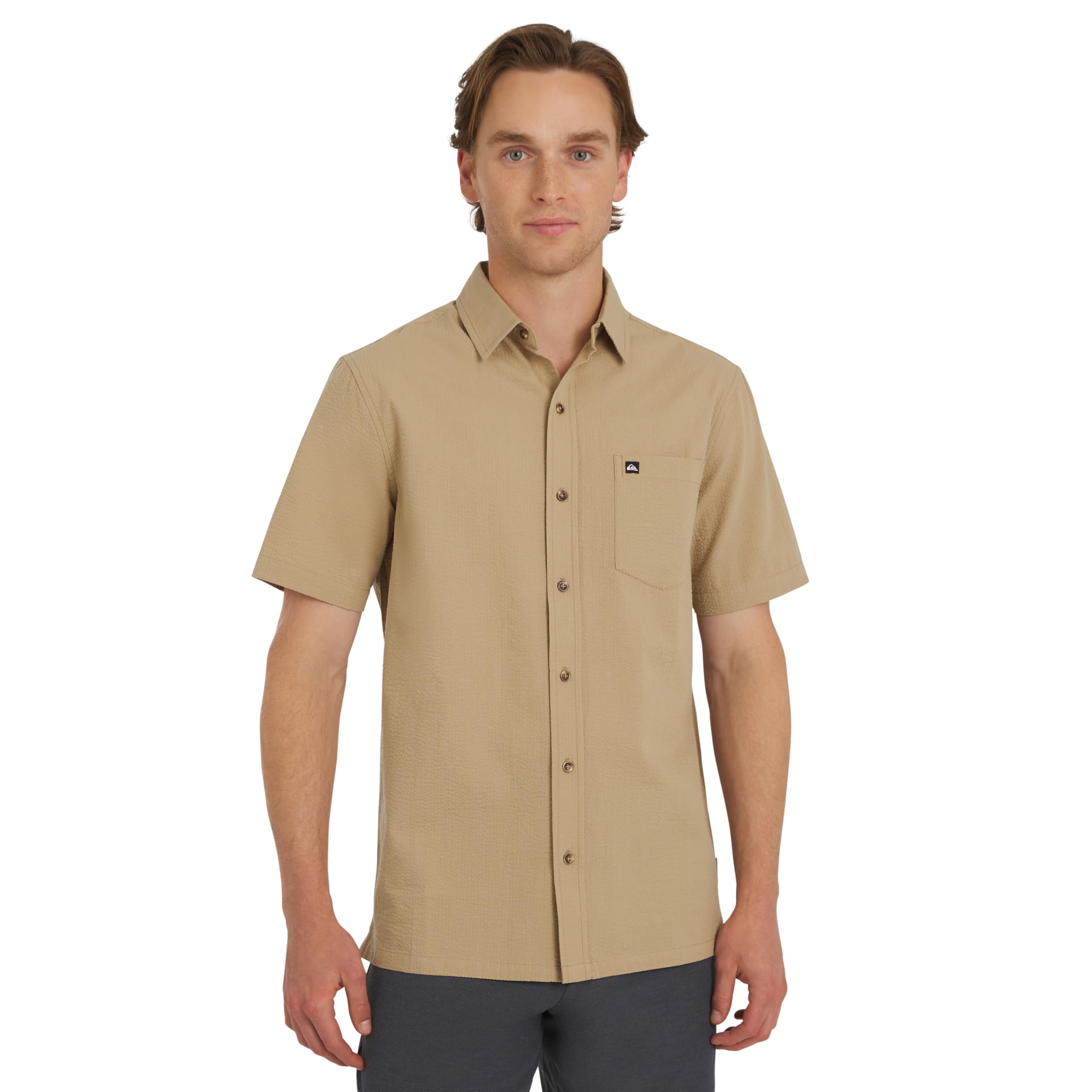Photo 1 of Quiksilver Men's Seersucker Shirt, Vinatge Khaki M