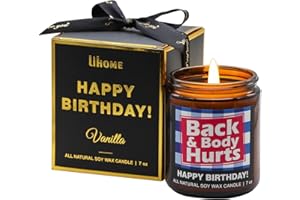 Lihome Birthday Gifts for Men & Women, Funny Happy Birthday Candle for 30th, 40th, 50th & 60th - Back and Body Hurts Vanilla Candle