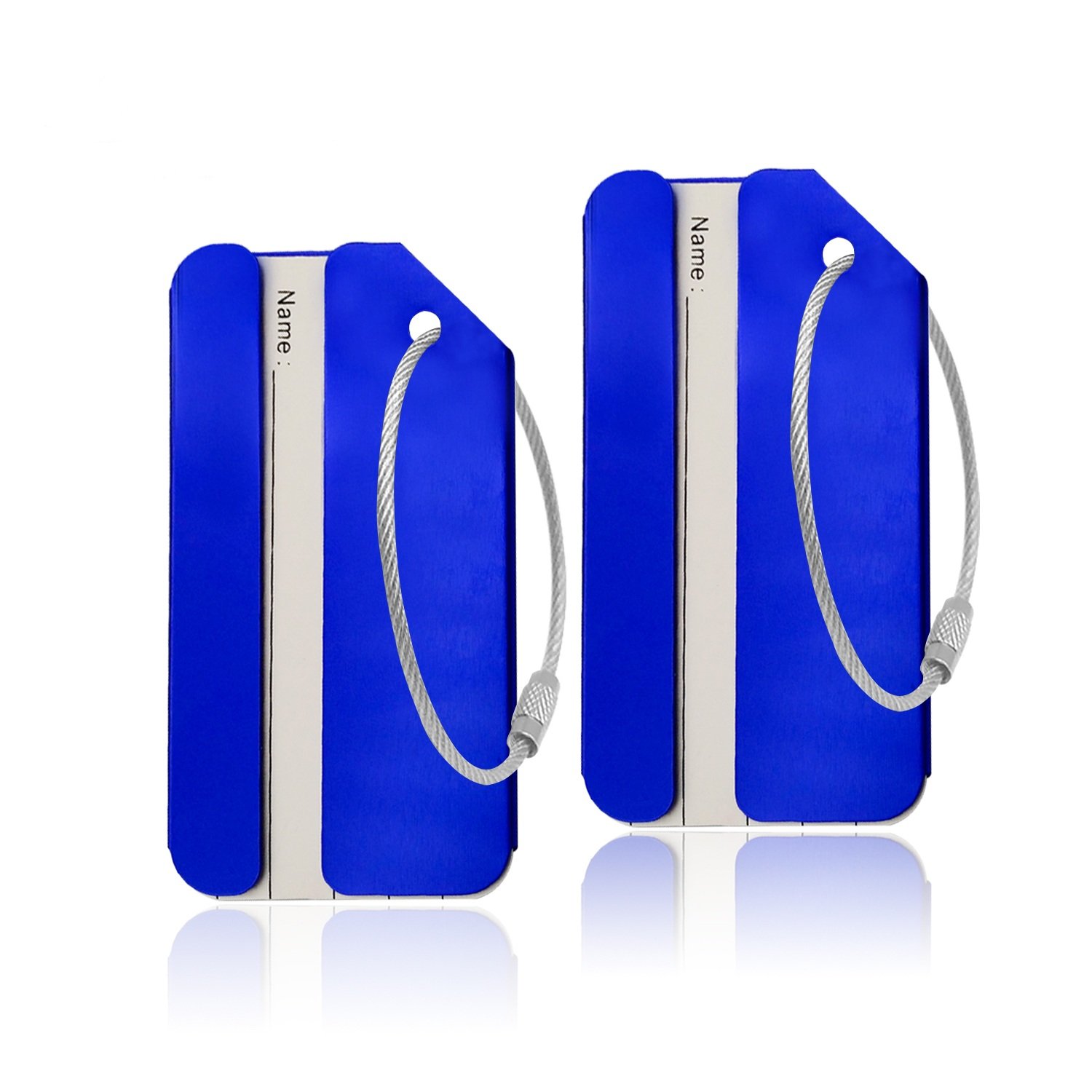 Aluminum Luggage Tag for Luggage Baggage Travel Identifier by Ovener (Blue 2 Pcs)