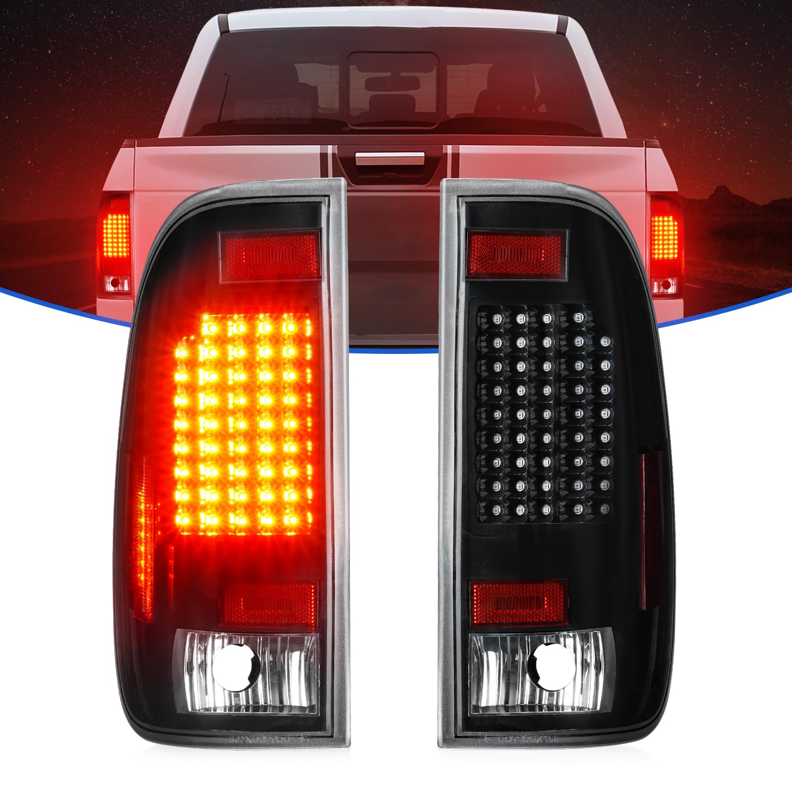 Photo 1 of LED Tail Lights Assembly Fit for Ford F150 1997-2004, for F250 Light Duty 1997-1999, for F250/F350/F450/F550 Super Duty 1999-2007 (Fits Styleside/Fleetside Models ONLY), Black Housing Clear Lens