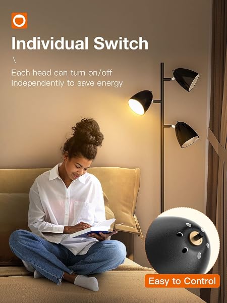 ADDLON TREE FLOOR LAMP WITH 3 ADJUSTABLE ROTATING LIGHTS AND MATCHING LED BULBS, STANDING TALL POLE LAMPS FOR LIVING ROOM, BEDROOM, HOME, OFFICE – BLACK