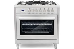 COSMO F965 36 in. Stellar Collection 3.8 cu. ft. Dual Fuel Range, 5 Sealed Burners, 8 Function Convection Oven in Stainless Steel