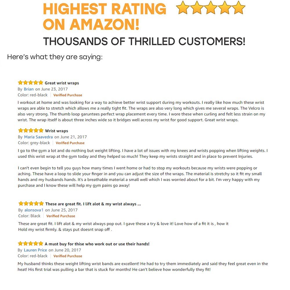 Wrist Wraps for Bodybuilding, Gym, Kettlebells, Workout, Strength Training, Weightlifting, Powerlifting, Cross Training - Fitness Wrist Wraps Support for Men/Women - Best Material&Design (red-black)