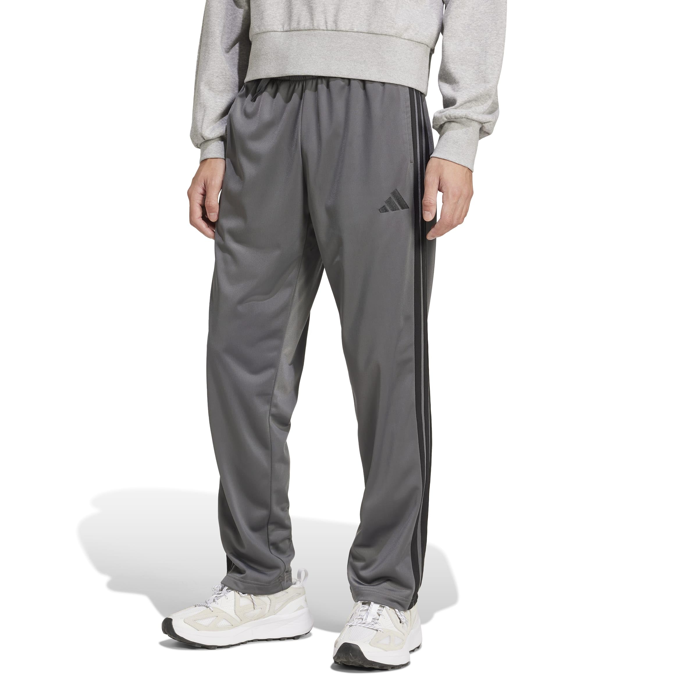 Adidas Men's 3-Stripes Tricot Opem Hem Track Pants, Grey, XX-Large/Tall Image