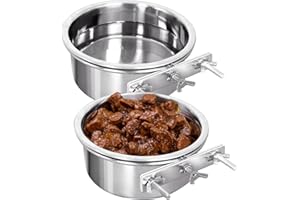 HARHANA Kennel Water Bowl, 2 Packs No Spill Hanging Cage Crate Bowl for Cat, Small Dog Feeder -2 Cups / 1 Pint
