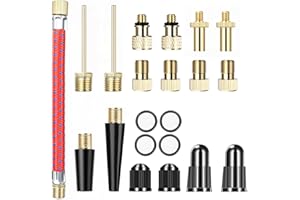 21pcs Presta Schrader Valve Adapter Bicycle Valve Adapter DV SV AV Bike Pump Adaptor Kit with Tire Valve Caps Ball Pump Needl