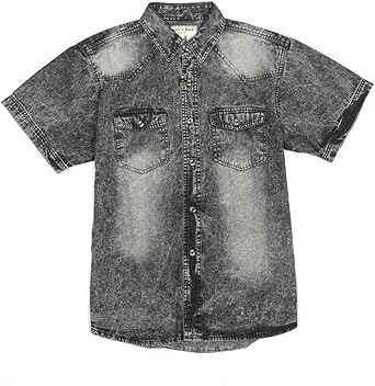 mens black denim shirt short sleeve