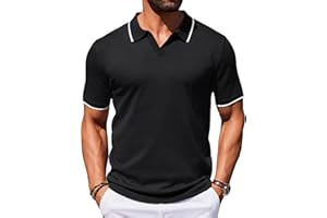 COOFANDY Mens Polo Shirts Short Sleeve Casual Knit Polo Shirt Vintage Golf T Shirts Old Money Tops