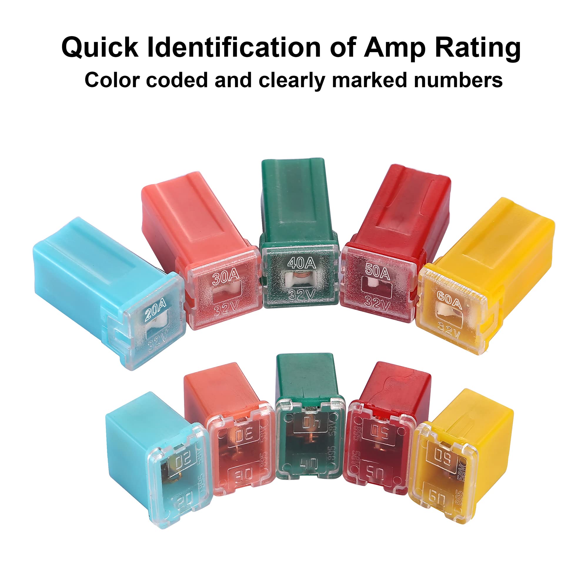 CrocSee CrocSee 30 Pieces Car Fuses Assortment Kit, Tall/Standard and Low Profile Box Shaped Automotive Fuses for Pickup Trucks, Cars, RVs, and SUVs