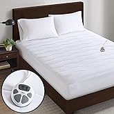 Serta Heated Mattress Pad Twin Size - Electric Mattress Pad, 10 Heat Setting Controller, Auto Shut Off Timer, Deep Elastic Pocket, Up to 17" Mattress, ETL Certified, Machine Wash, Twin, White