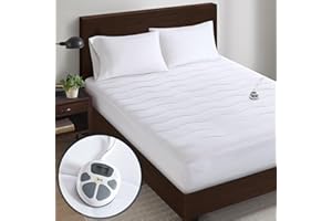 Serta Heated Mattress Pad Twin XL - Deep Pocket, 10 Heat Settings, Auto Shut Off, ETL Certified, Machine Washable, White