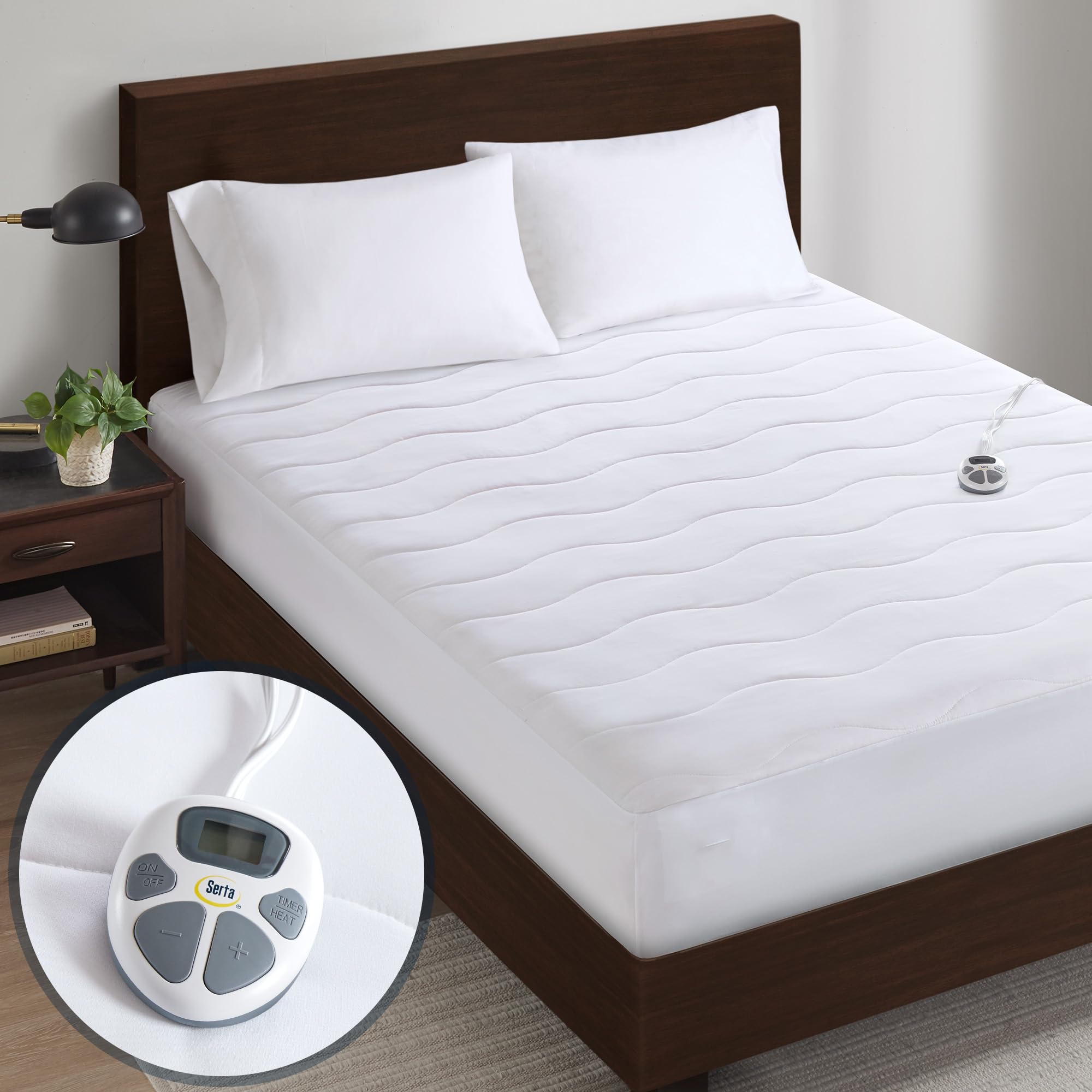 Photo 1 of Serta Heated Mattress Pad Twin XL - Deep Pocket, 10 Heat Settings, Auto Shut Off, ETL Certified, Machine Washable, White