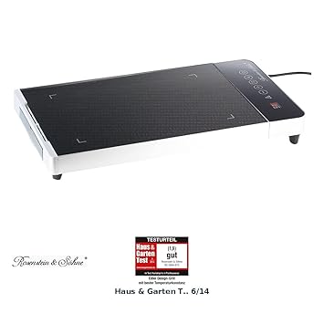 Rosenstein & Söhne Tischgrill: PREMIUM-Tisch-Glasgrill mit Touchpad und Timer, 800 W, bis 300 °C (Teppanyaki Grill)