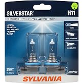 SYLVANIA H11 SilverStar Halogen Headlight Bulb, High or Low Beam, 2 Bulbs | High-Performance Headlight and Fog Light with a Brighter, Whiter Light for Improved Contrast and Visibility