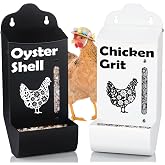 CluckRoots Chicken Grit and Oyster Shell Feeder Combo, No-Spill Metal | Lift-Off Heavy-Duty Dispenser w/ Rain Lid View Window, Small Flocks Capacity, Chicken Coop Accessories Gifts for Lovers