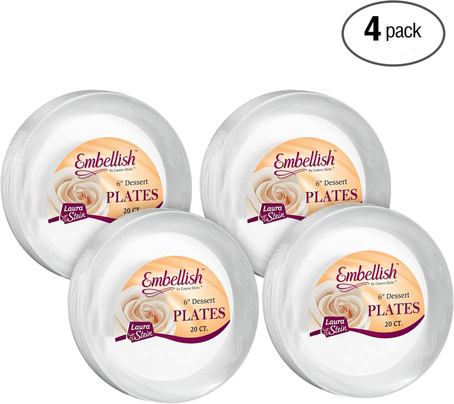 [80 Count] Embellish 6 Inch Dessert Plates Crystal Clear