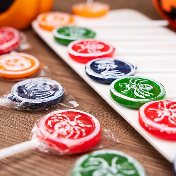 HALLOWEEN LOLLIPOP 24 PACK, HALLOWEEN CANDY BULK, SPIDER, PUMPKIN, AND BAT LOLLIPOPS INDIVIDUALLY WRAPPED, TRICK OR TREAT CANDY, FRUIT FLAVORS, FOR PARTY GOODY BAG FILLERS