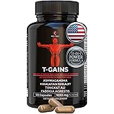 T-GAINS Testosterone Booster for Men for Muscle Growth (120 Caps) - Boosts Endurance, Strength, & Energy - Testosterone Supplement for Men, TRT Test Booster & Estrogen Blocker - HGH Supplements