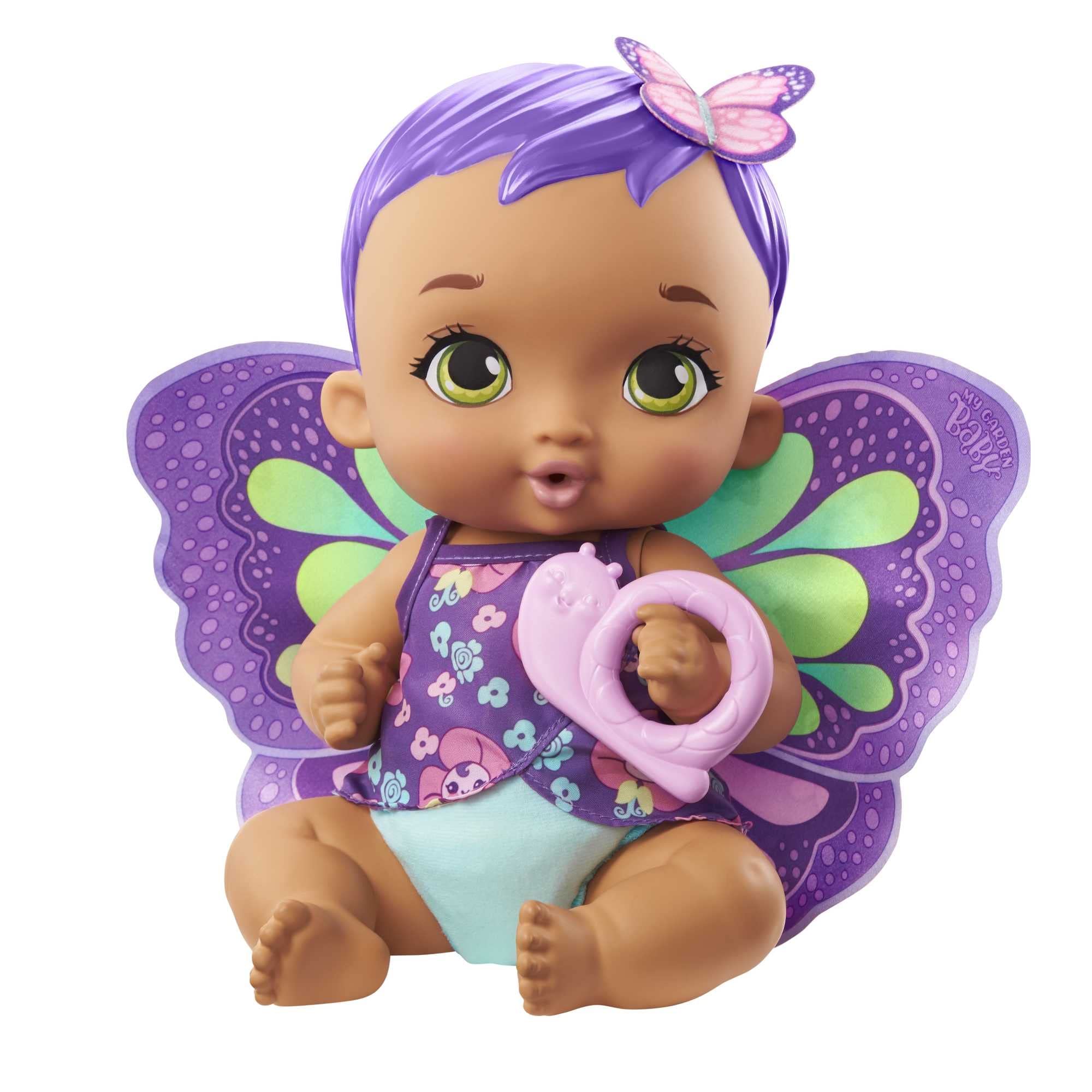 My Garden Baby GYP11​ Feed and Change Baby Butterfly Doll (30-cm / 12-in), with Reusable Diaper, Removable Clothes & Wings, Great Gift for Kids Ages 3Y+, Multicolor