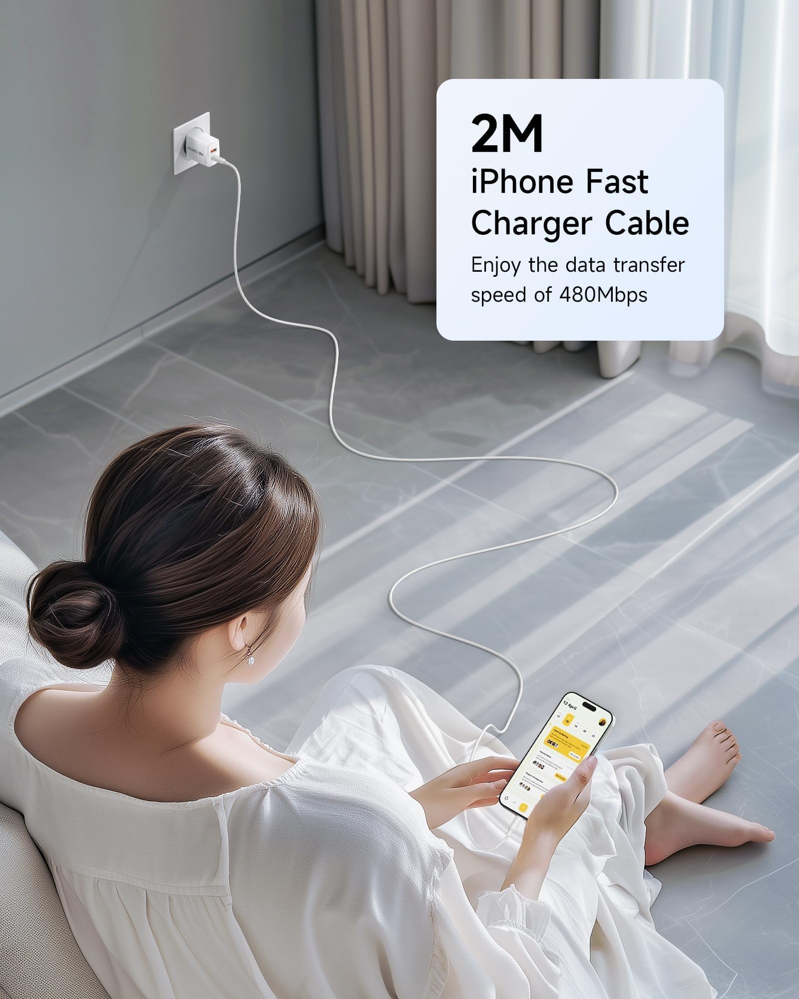 RAVIAD iPhone Ladekabel und Schnellladegerät [MFi-Zertifiziert] 20W iPhone Ladegerät, 2M USB C auf Lightning Kabel mit Netzteil Power Adapter Ladestecker für iPhone 14 Pro Max 13 Plus 12 11 SE X iPad 8