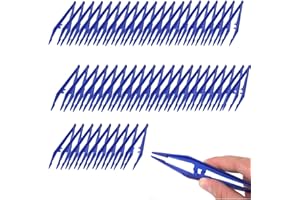 MIESO Disposable Tweezers 50 PCS Practical Plastic Forceps 13CM for Home School and Lab(Blue)