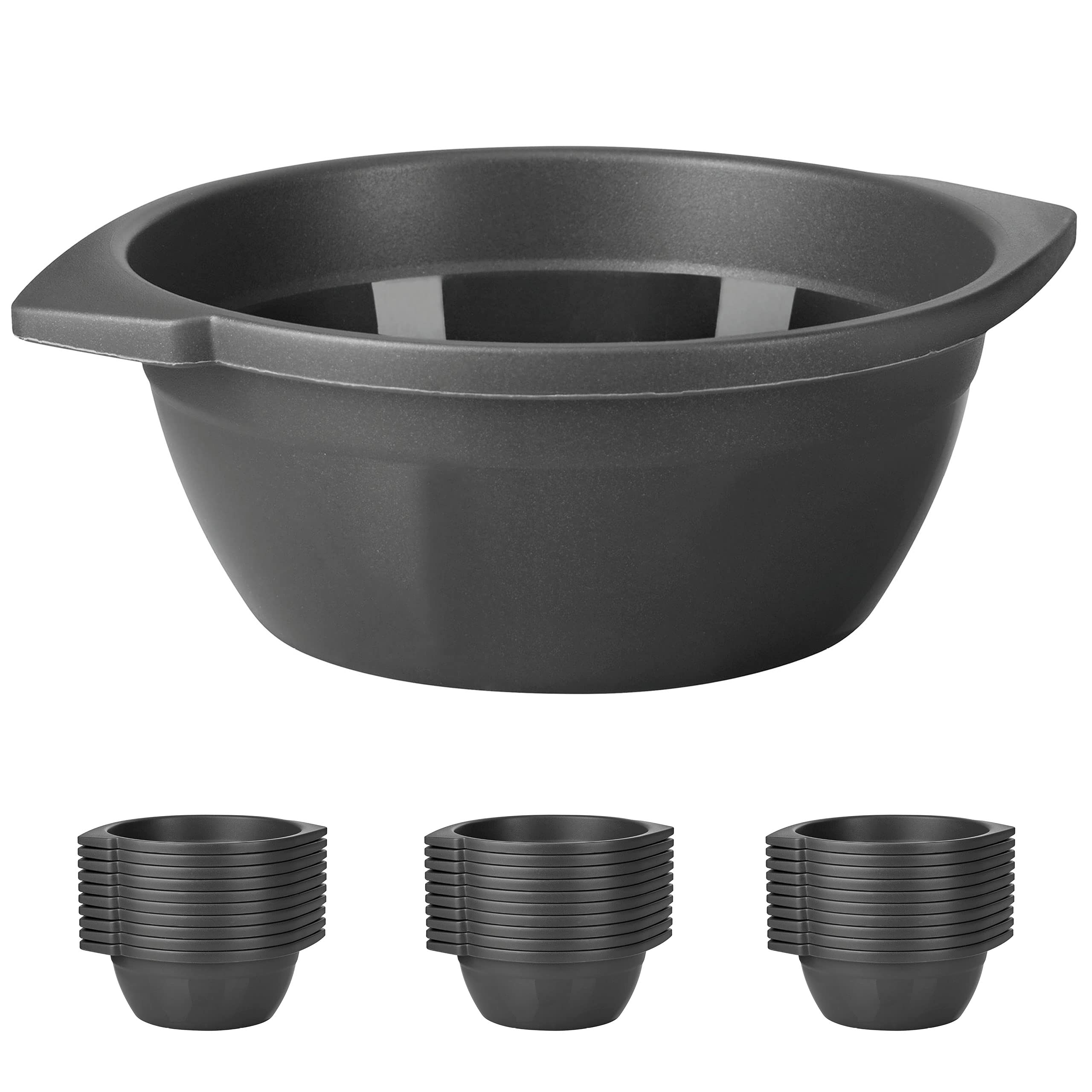 Grizzly Party Reusable Bowl Tableware Set I Set of 30 Cereal Bowls I Dishwasher Safe I Shatterproof I Stable I 100% Recyclable I Reusable Anthracite Bowls