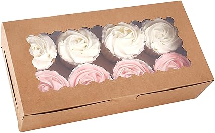 Amazon Tcoivs 30個セット 窓付きカップケーキボックス 標準カップケーキ8個収納 12 3インチ X 6 3インチ X 2 5インチ 茶色 食品グレードクラフトカップケーキ容器 Tcoivs 包装用品 通販