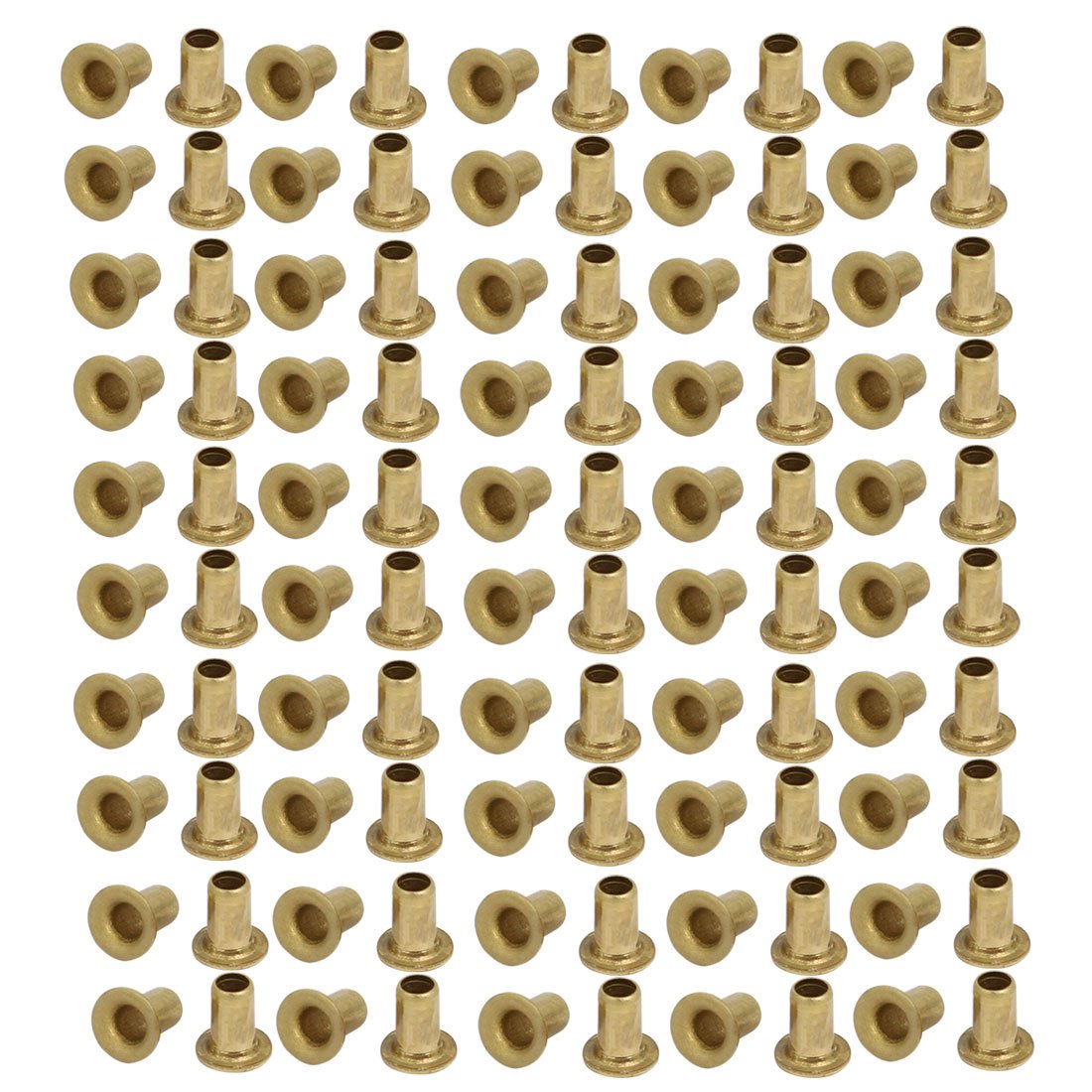 Sourcingmap 100pcs M2.5 x 4mm Brass Plated Metal Hollow Eyelets Rivets Gold Tone