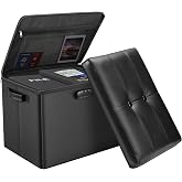 DocSafe Storage Ottoman with Lock,Fireproof Folding Ottoman Foot Rest Stool Storage Chest with Storage Safe for Important Documents,Waterproof 17 Inches Short Ottoman Foot Stool with Handles,Black