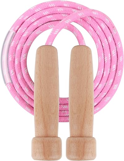 BTONGE Skipping Rope Wooden Handle Adjustable 3m Traditional Jump Rope