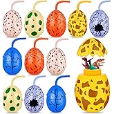 Maxcheck 12 Pcs Kids Dinosaur Party Favor Cups with Lids and Straws,10 oz Egg Dinosaur Cups for Birthday Decorations Dino Egg Theme Party Supplies for Boys Girls