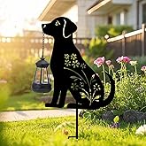 Bshine Dog Solar Light Outdoor Garden Decoration, Waterproof Metal Stake Black Outdoor Statue Lantern, Lawn Ornaments for Yard, Path, Patio, Sculpture Black Dog Gift Halloween Decor Housewarming Gift