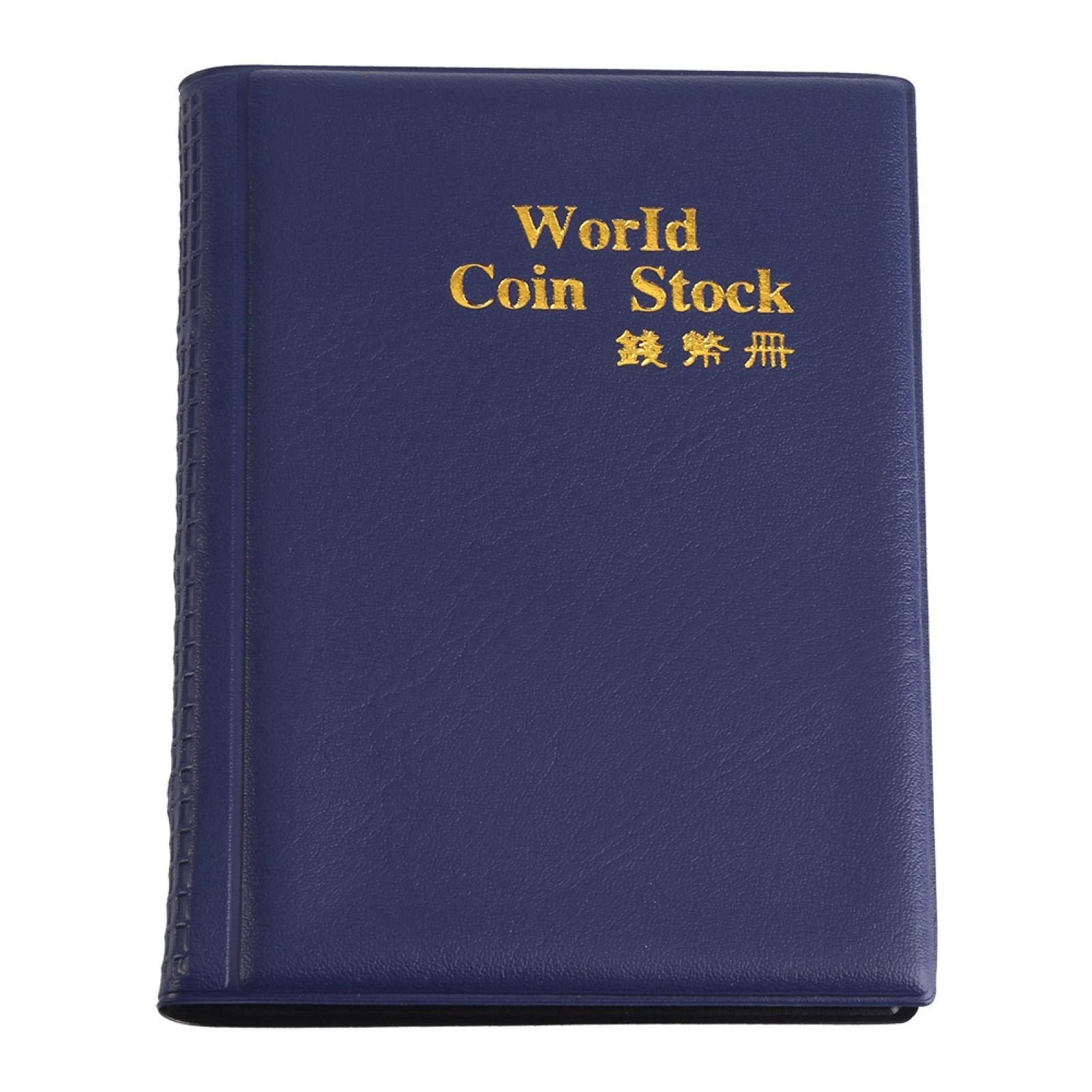 Coin Collection Book Album Convenient 120 Coins World Coin Stock Coin Collecting Book Coin Album Holders Easy to Carry and Hold (Blue)