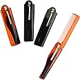 Kare & Kind Folding Pocket Comb for Men - 4 Pc Fine Tooth Comb (2 Brown and 2 Black Set) - For Styling Hair, Mustache, Beard - Men's Grooming - Ideal Gift