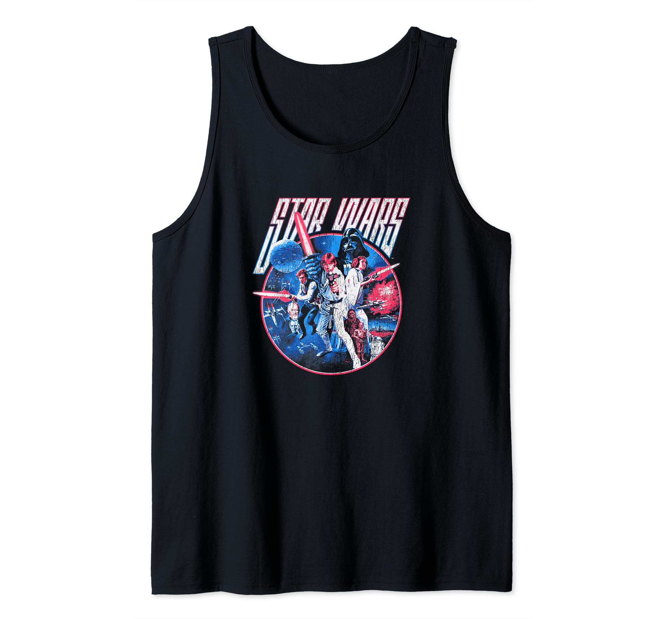 Star Wars Luke Han & Leia Battle Darth Vadar Retro Poster Tank Top