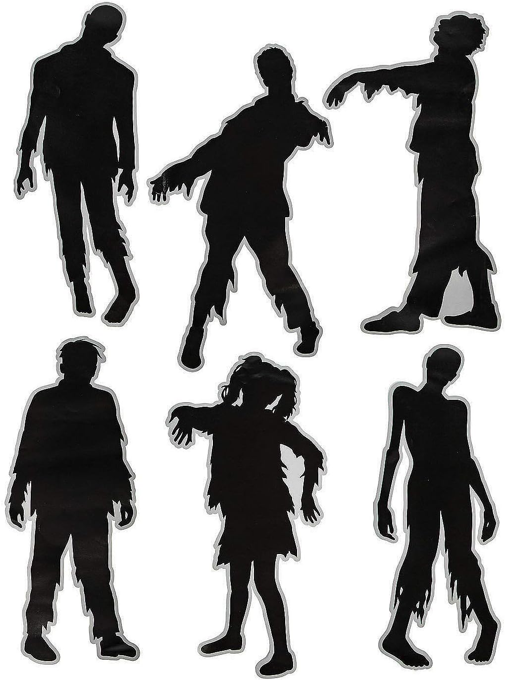 Creepy Zombie Silhouette Paper Cut Outs for Halloween