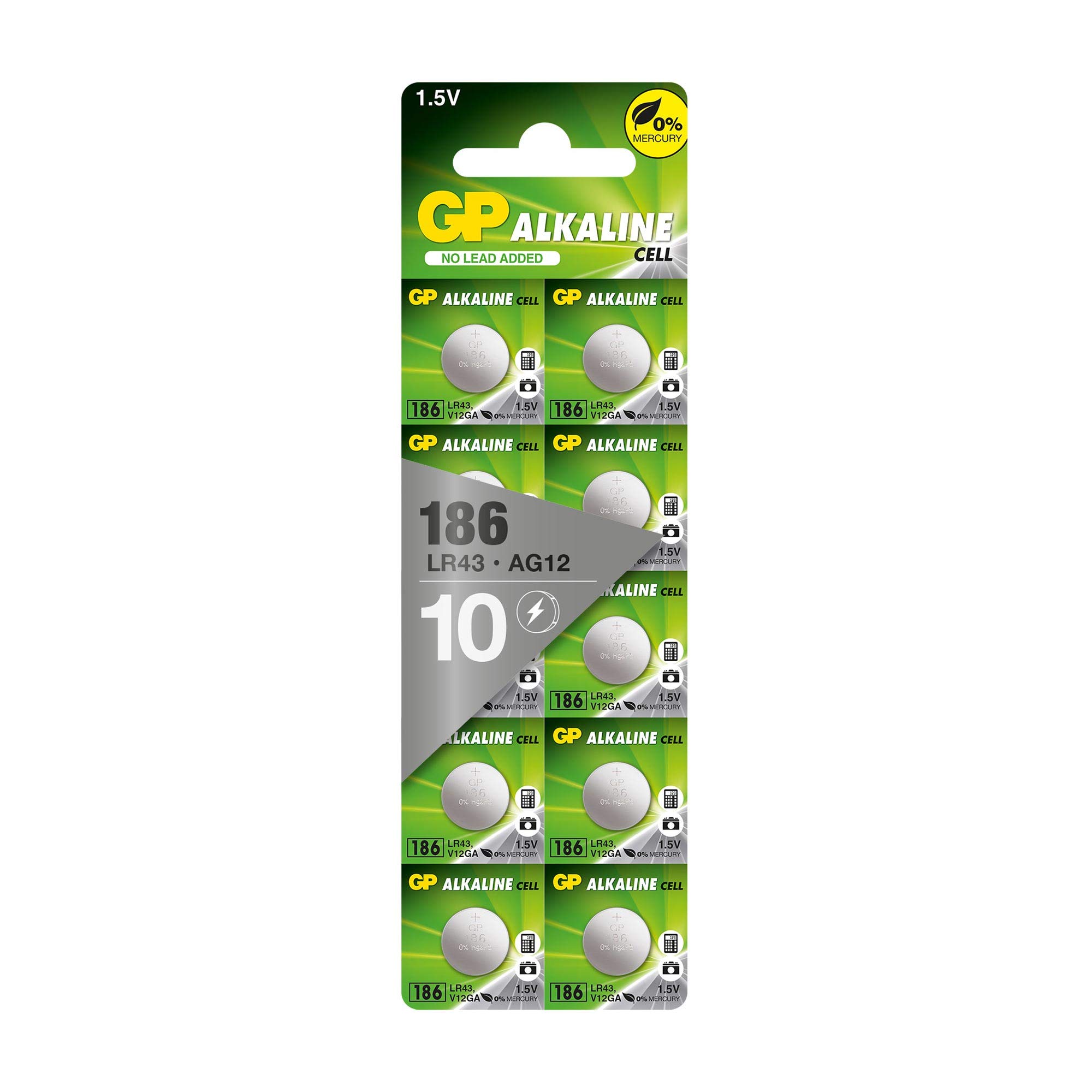 GP Batteries Alkaline Button 186 Batteries (Pack of 10)