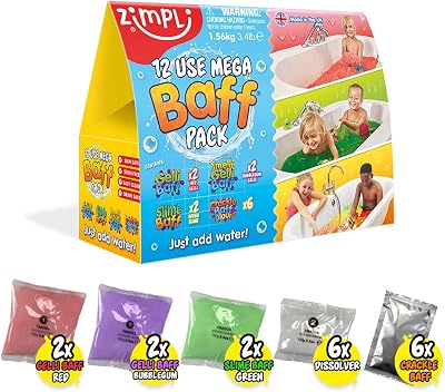 ZIMPLI 12 Bath Uses Mega Value Baff Pack Gelli Slime Crackle Kids Toy Gift