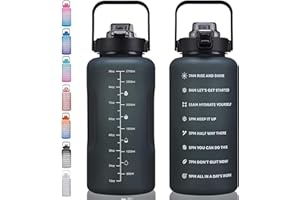 ST-YIBEN 64oz,100oz,128oz Large Motivational Water Bottle with Time Marker, Leakproof & BPA Free Half Gallon Big Water Bottle with Straw Handle Tritan Frosted Water Jug for Gym,Fitness,Outdoor Sports