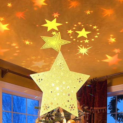 maoyue decoracion para arbol de navidad iluminada con luces led para proyectores de estrellas iluminada para decoracion de arbol de navidad color