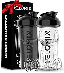 VELOMIX -2 Pack- 28 oz Protein Shaker Bottles for