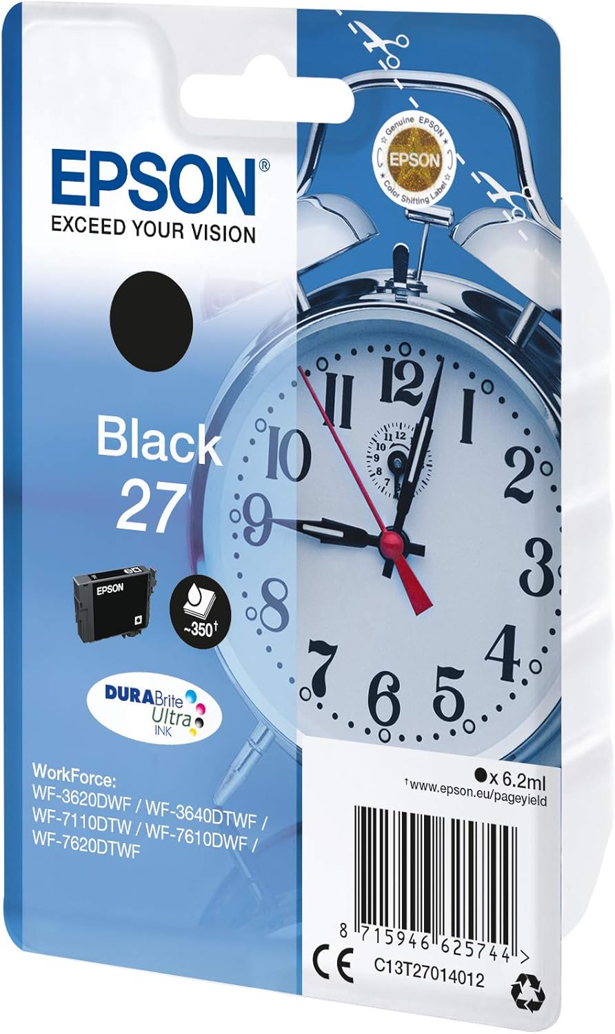 Epson 27 Black Alarm Clock Genuine, DuraBrite Ultra Ink Cartridge, Standard Capacity, IND Black - Image 3