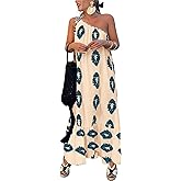 PRETTYGARDEN Women's 2026 Summer One Shoulder Maxi Dress Printed Flowy Boho Long Sundresses Spring Beach Vacation Clothes