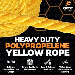 Yellow Twisted Polypropylene Rope, 1/4" Thickness x
