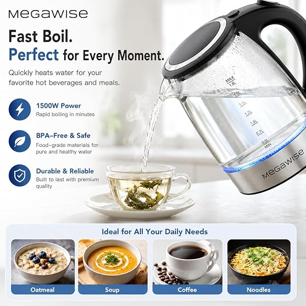 AZEUS 1.8L ELECTRIC KETTLE CX-817 – FAST BOIL, AUTO SHUT-OFF, BOIL-DRY PROTECTION, 360° SWIVEL BASE – STAINLESS STEEL WATER BOILER FOR TEA, COFFEE, AND HOT WATER