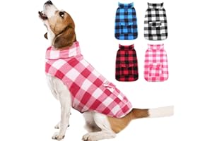 Kuoser Winter Coat, Windproof Fleece Jacket British Style Plaid Cold Weather Vest, Reversible Cozy Warm Dog Clothes, Pet Apparel for Small Dogs XS