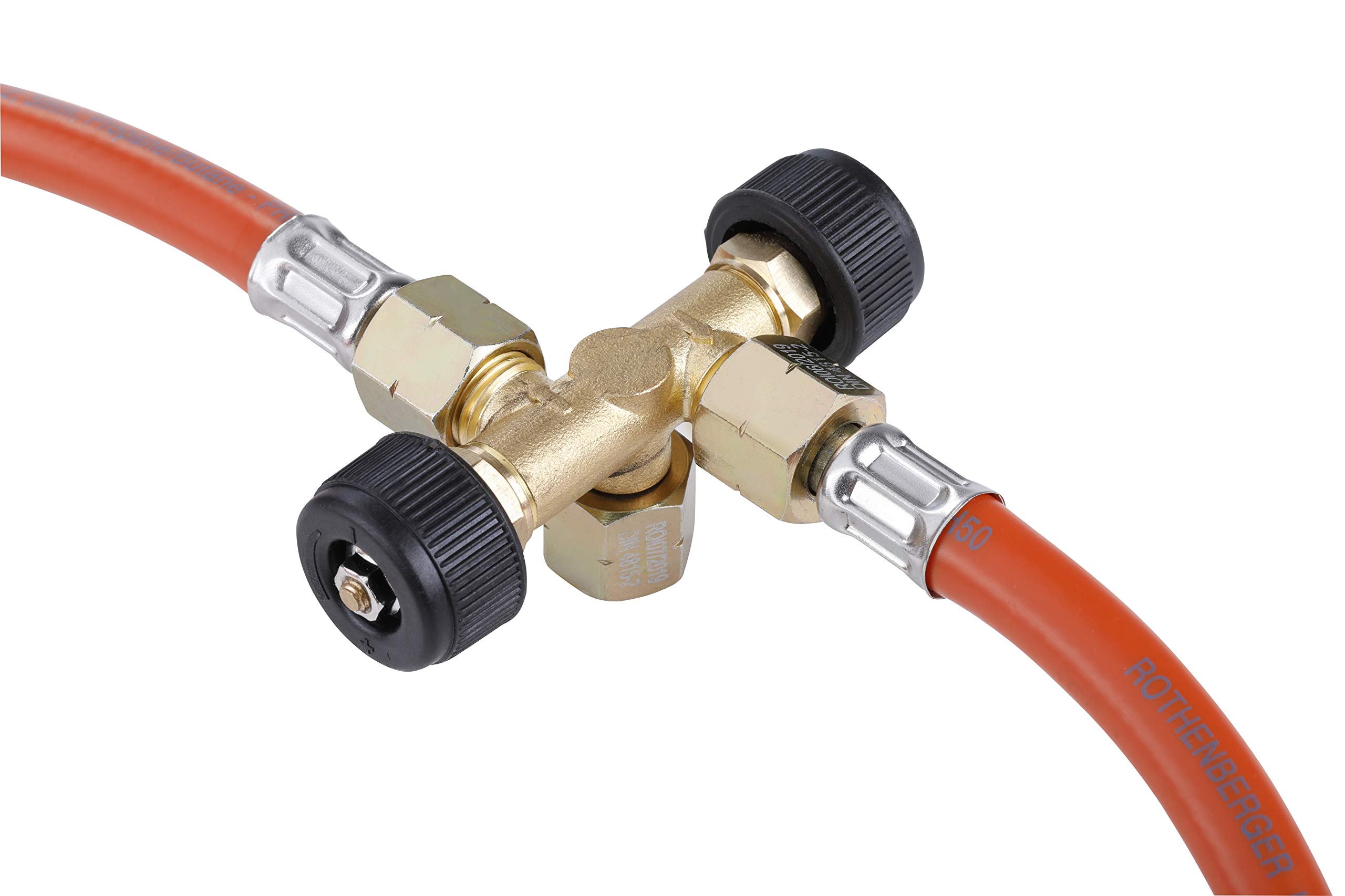 ROTHENBERGER Industrial Doppel-Abzweig Ventil Propan/Butan ; Gasregler; Konstantregler; Regler; Betrieb von 2 Geräten mit nur einem Propan-Konstant-Regler ; 1500003364 5